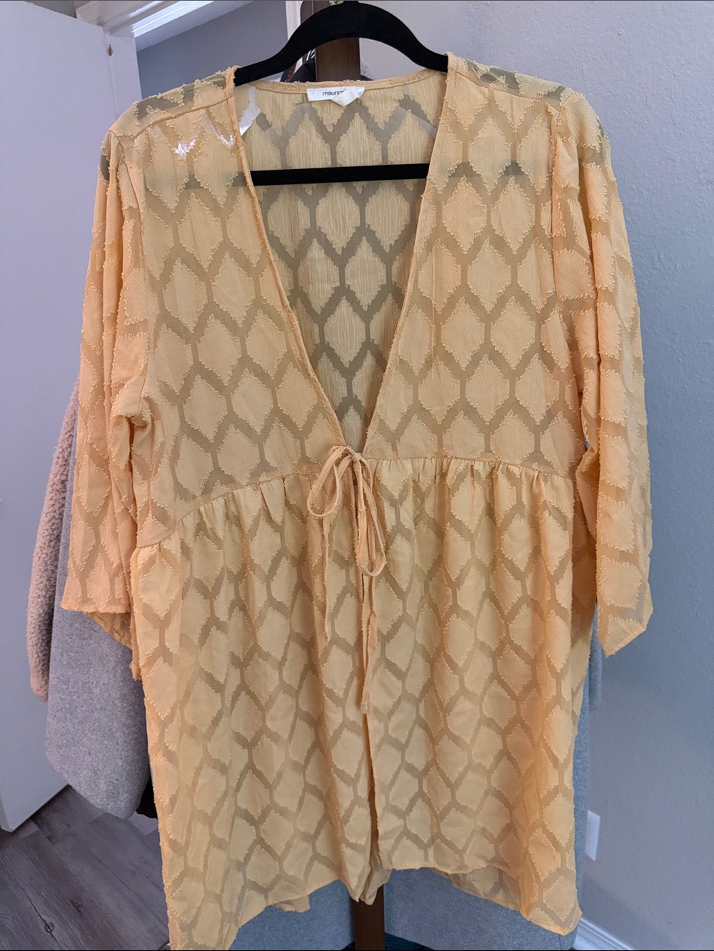 Maurices Light Yellow Tie-Front Tunic